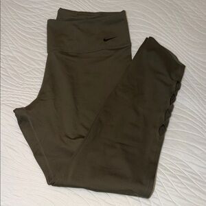 Nike Olive Active High-Waist Leggings with Side Cutouts